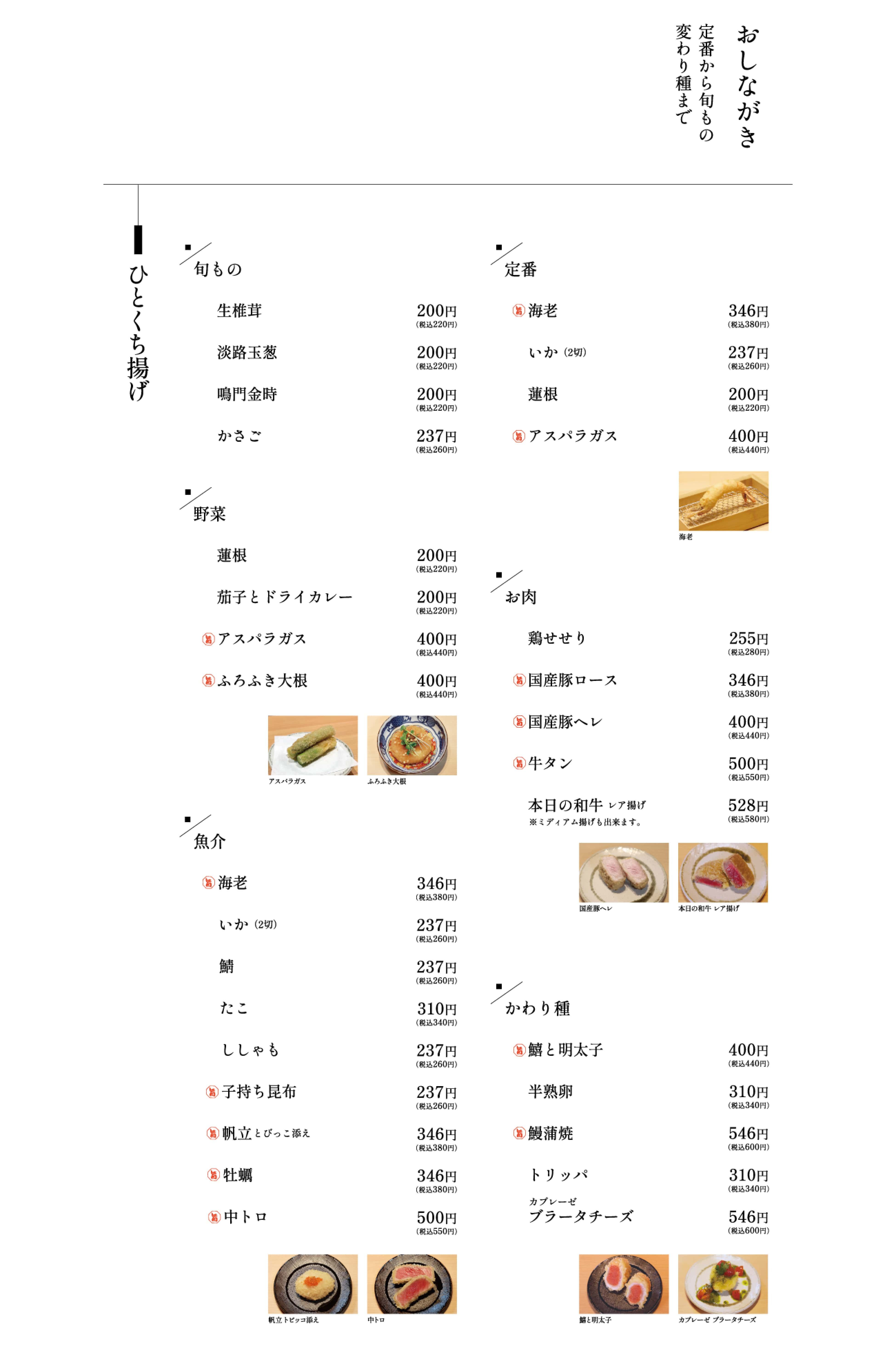 メニューについて